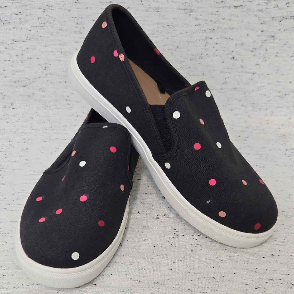 Torrid WW Black Slip-On Sneakers with Red, Pink, White Polka-dot